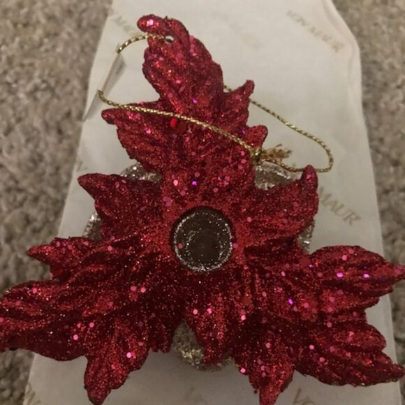 NWT & BOX GEORGEOUS GOLD ROSE W/CENTER PEARL ORNAMENT.  4X4" - Picture 2 of 3